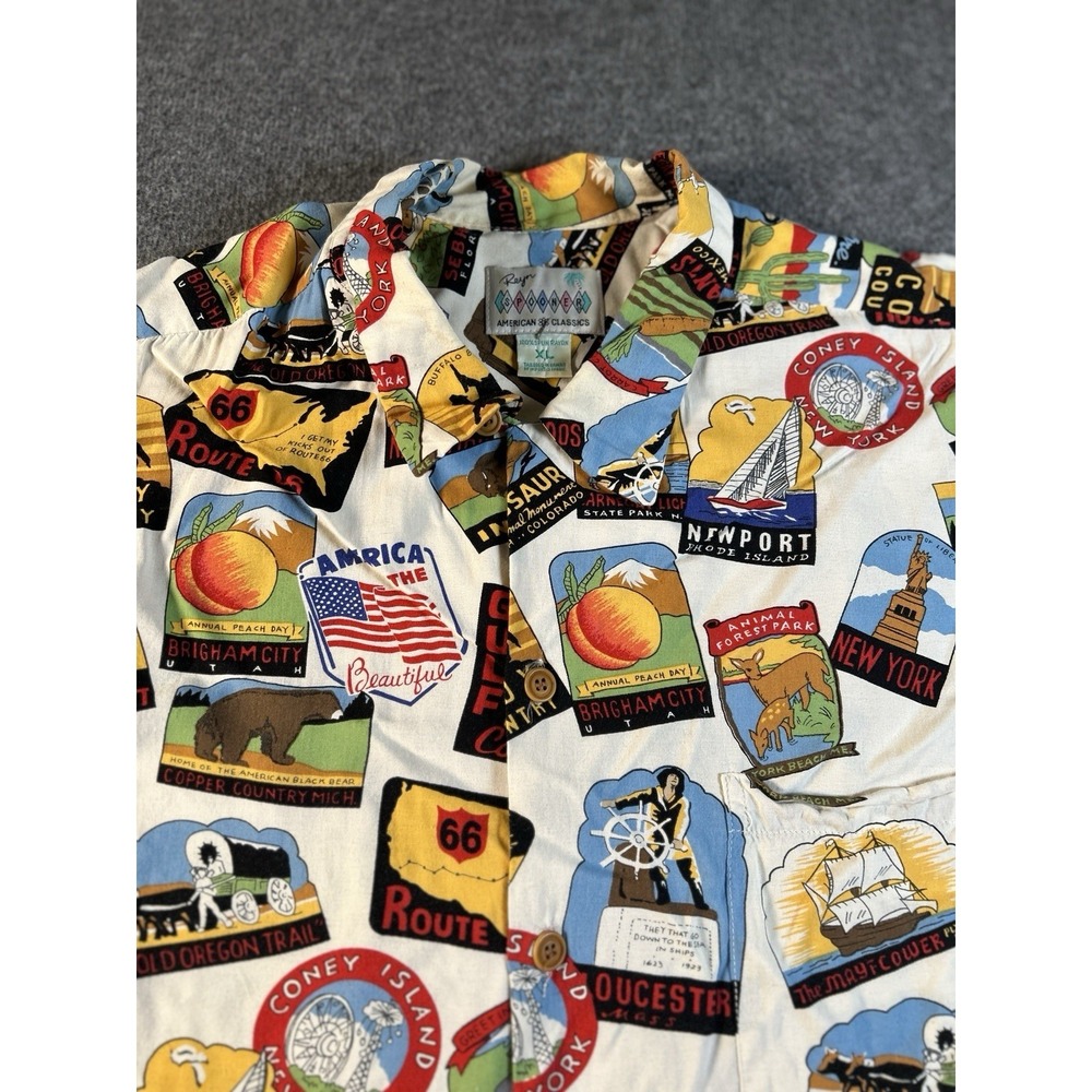 Vintage Reyn Spooner Men's Shirt XL SS Button Up Beautiful Map American Classics